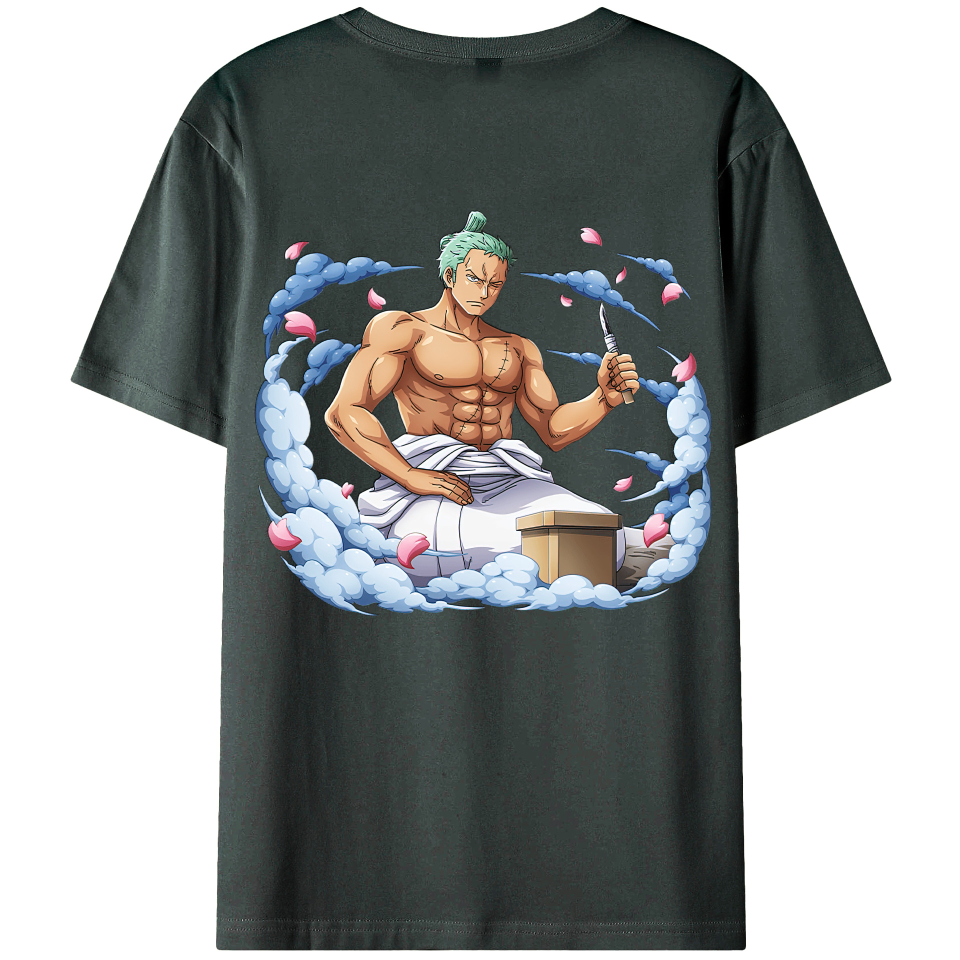 ワンピース ロロノア・ゾロ ONE PIECE Roronoa Zoro 綿100％ メンズ半袖Tシャツ（バックプリント） 通気性